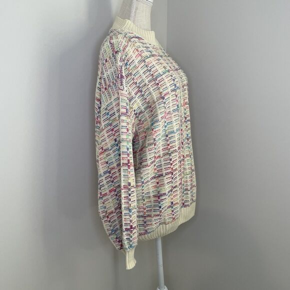 Sew In Love Rainbow Mock Neck Fisherman Knit Stitched Sweater Women's Size Large - Picture 2 of 13